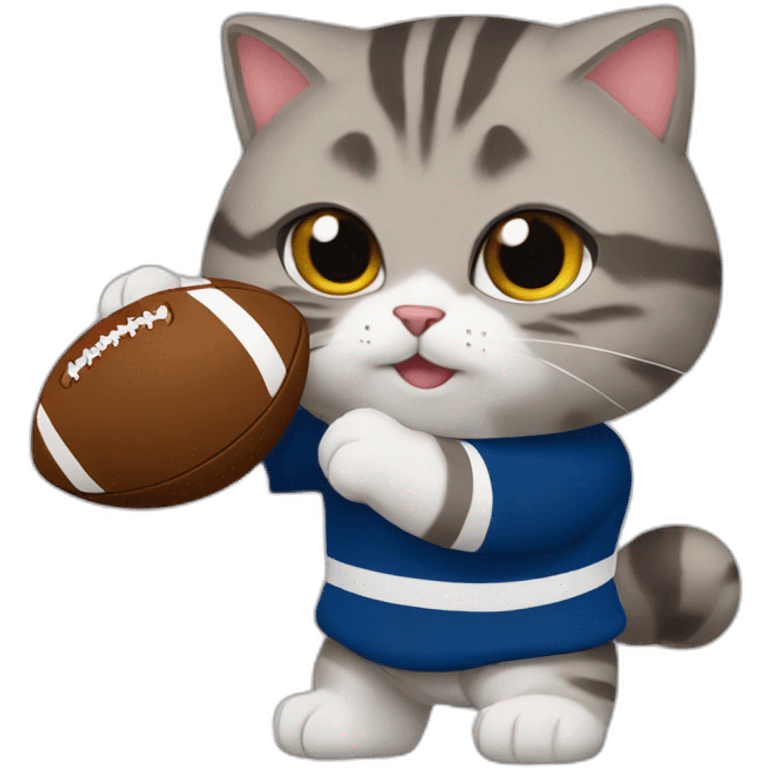 tabby scottish fold playing rugby emoji