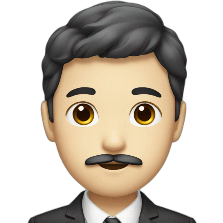 Korean boy with a mustache wearing a suit emoji