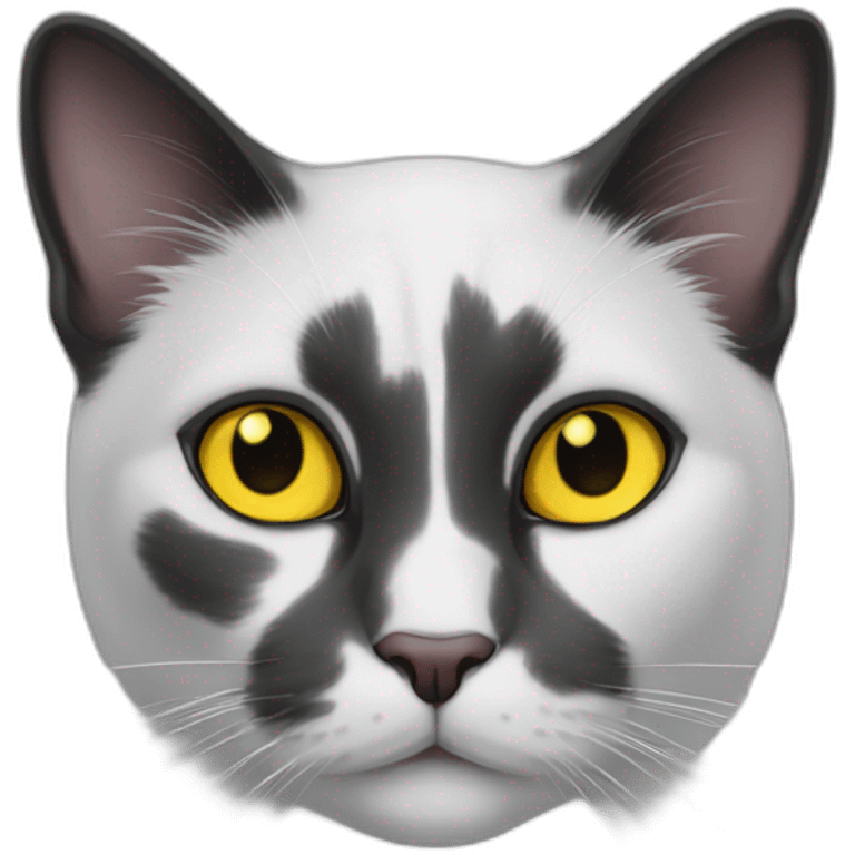 black and white cat and yellow eyes emoji