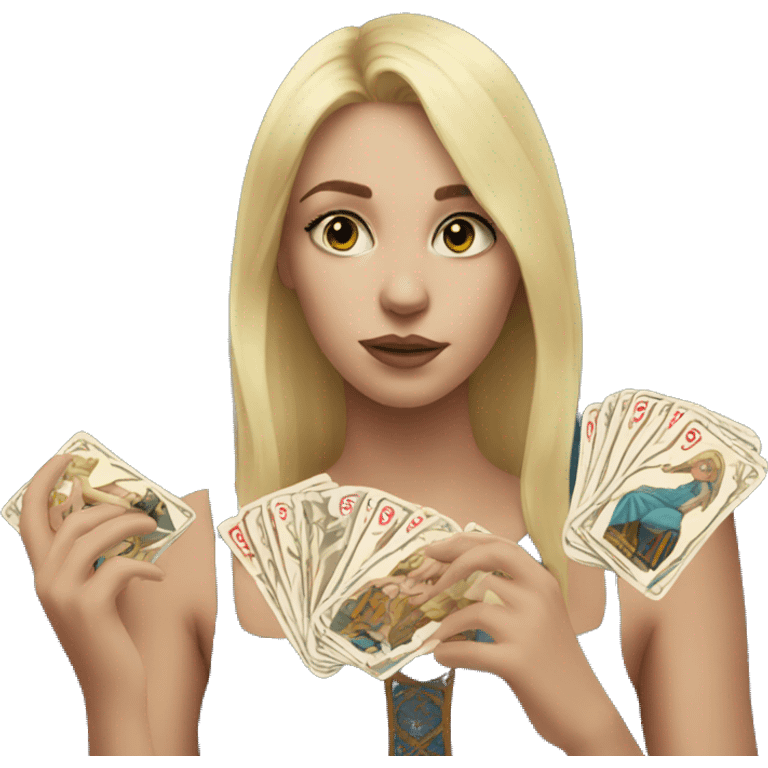 Blonde girl with tarot cards emoji