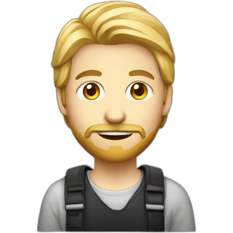 blond student developer with a iphone, facial hair emoji