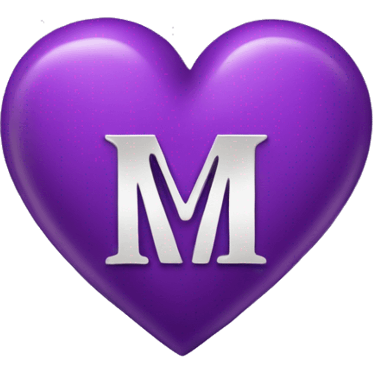 Purple heart with letter M emoji