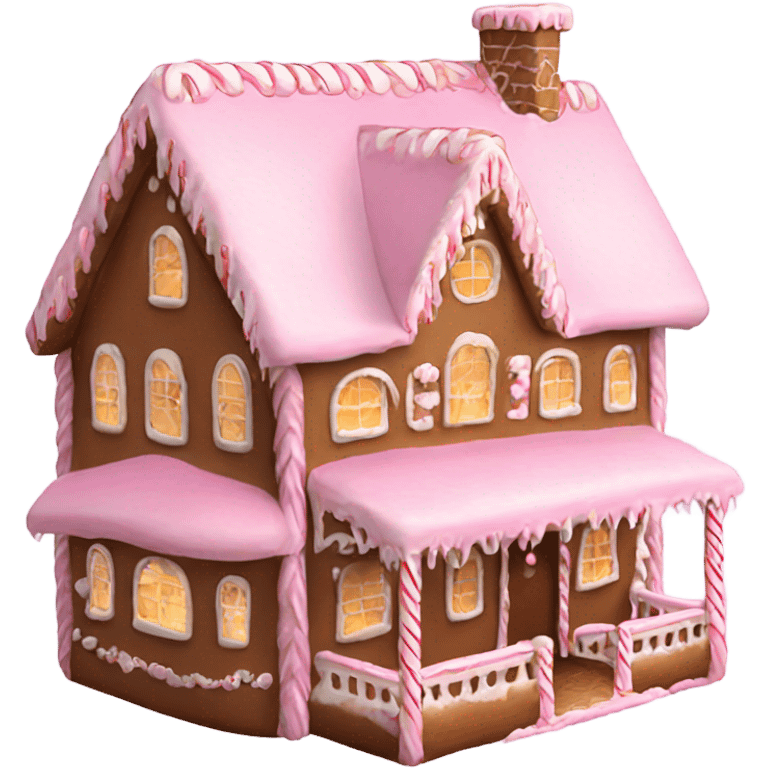 Big Light Pink very detailed gingerbread house , realistic  emoji