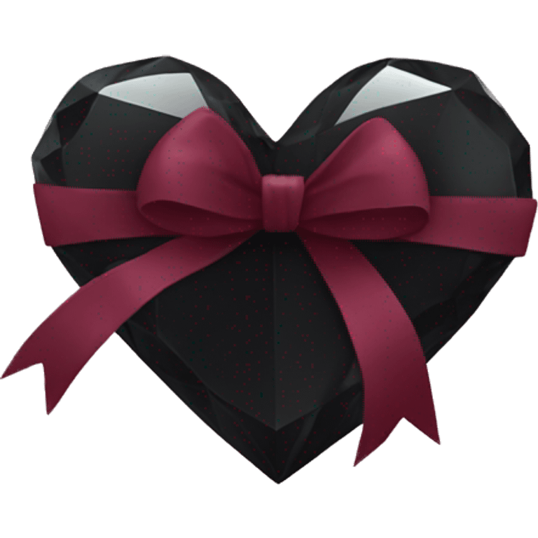 crystal black heart wrapped in a burgundy bow emoji