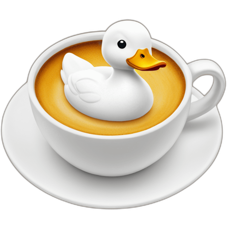 cappuchino with a duck in the foam (no real duck but from foam) emoji