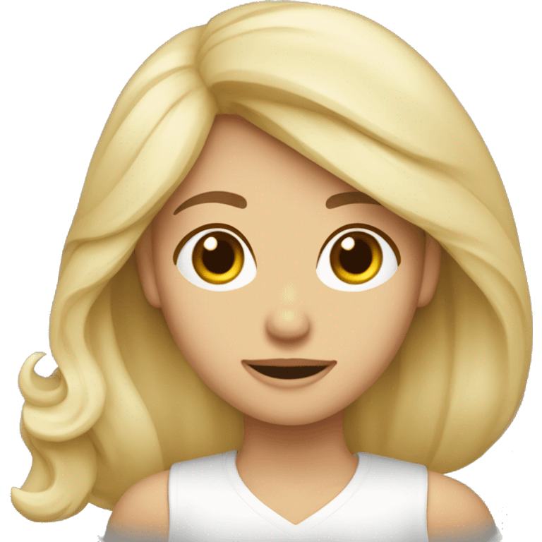 dos chicas una rubia y la otra de pelo morocho pensando emoji