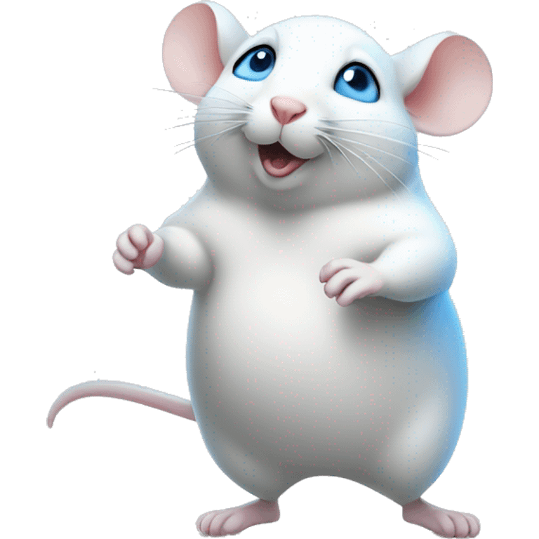 white fat mouse with blue eyes dancing moving butt side to side emoji