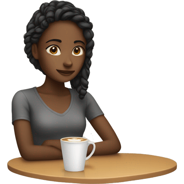 A girl with a coffee emoji