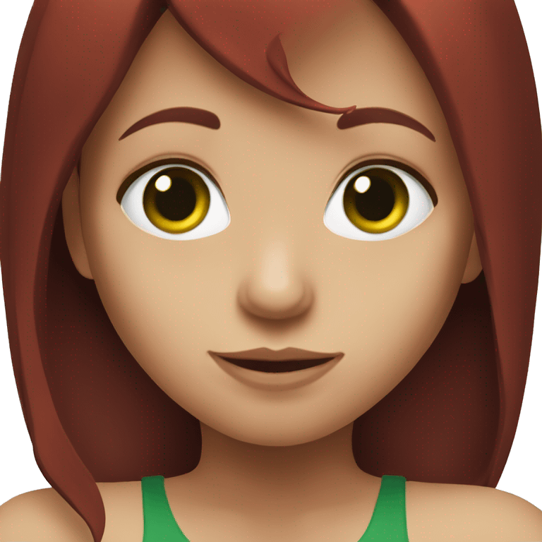 dark red hair girl with green eyes emoji