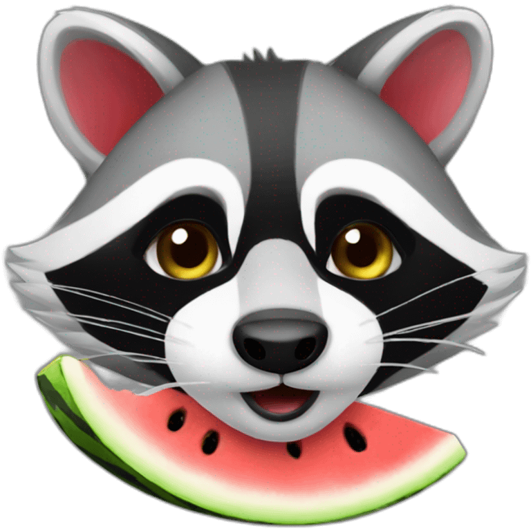 raccoon with watermelon brush and palette emoji