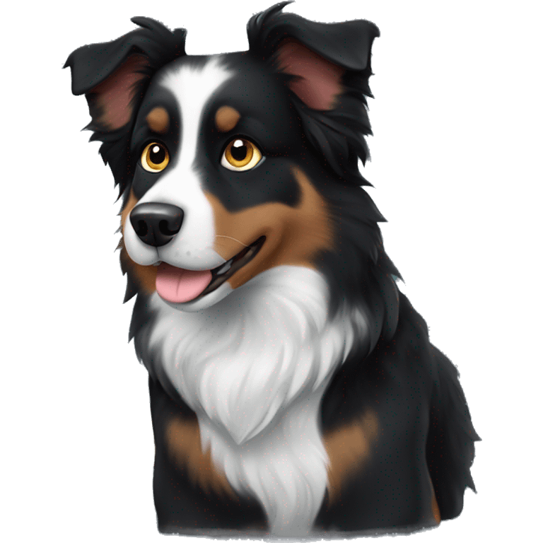 Small black australian shepherd dog moon emoji