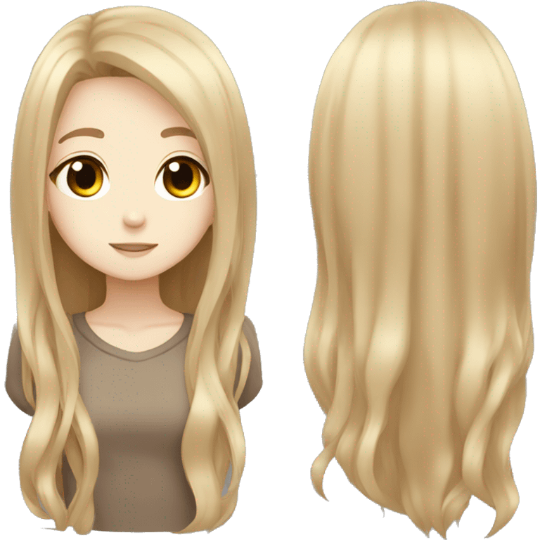 Light brown long hair white anime girl  emoji