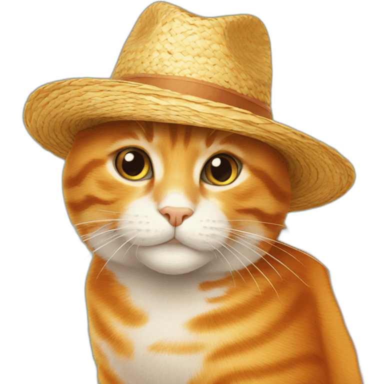 Orange cat with straw hat emoji