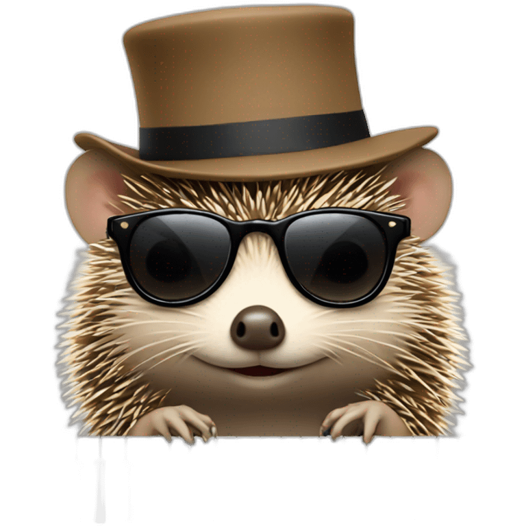 Hedgehog wearing a fedora and black sunglasses, playing piano emoji