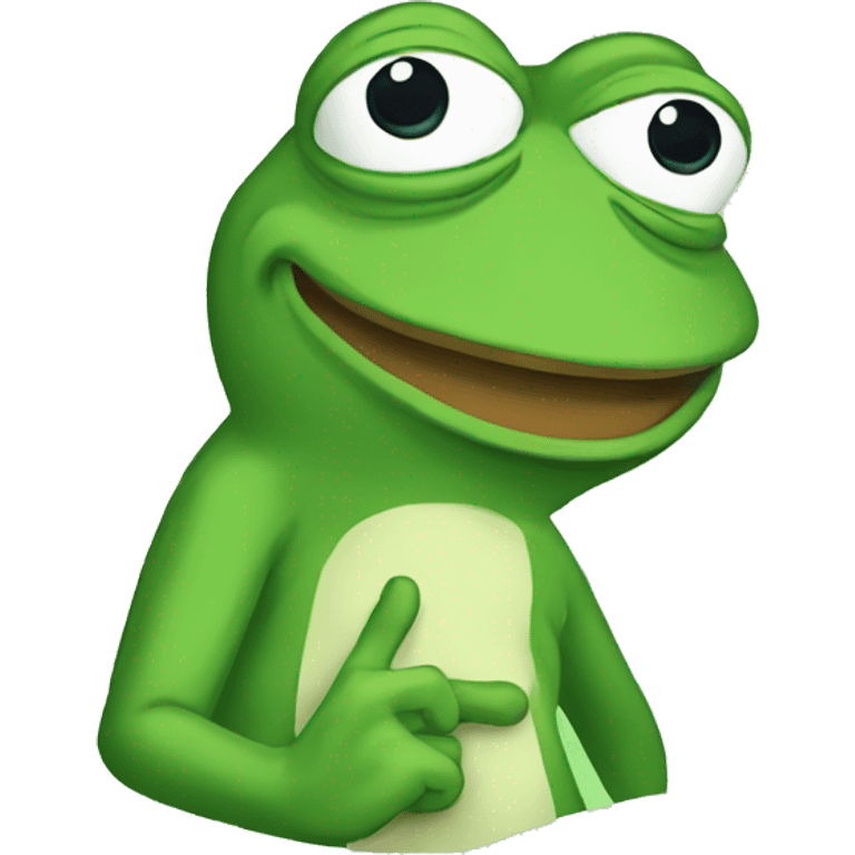 Pepe the frog in full growth points with his finger emoji