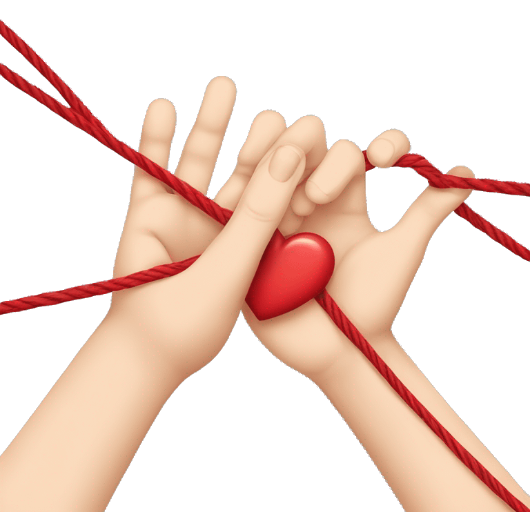 a hand with closed fingers except pinky finger and a red thread to show red thread tied up with love  string is tied like a heart  emoji