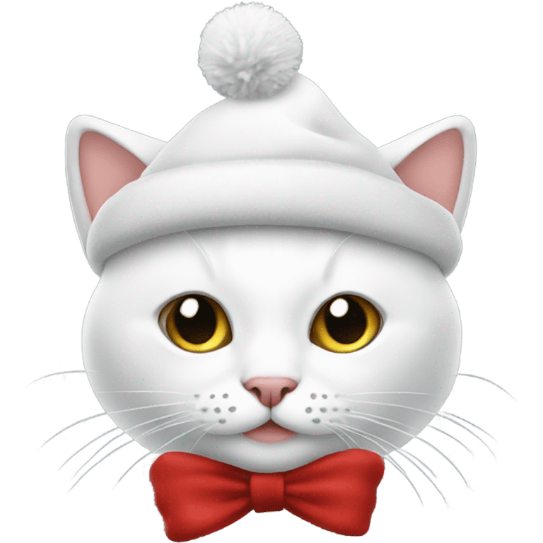 cat white with hat of christmas emoji