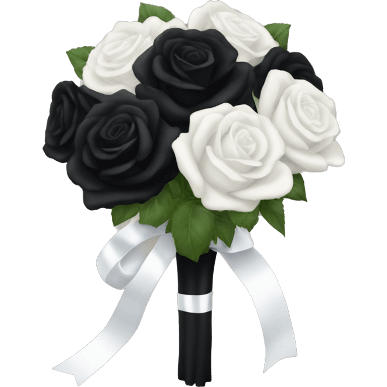 huge bouquet of black roses with white ribbon emoji