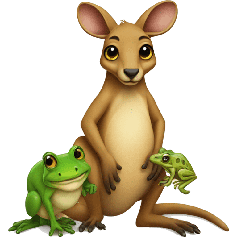 Kangaroo with a frog next to it emoji