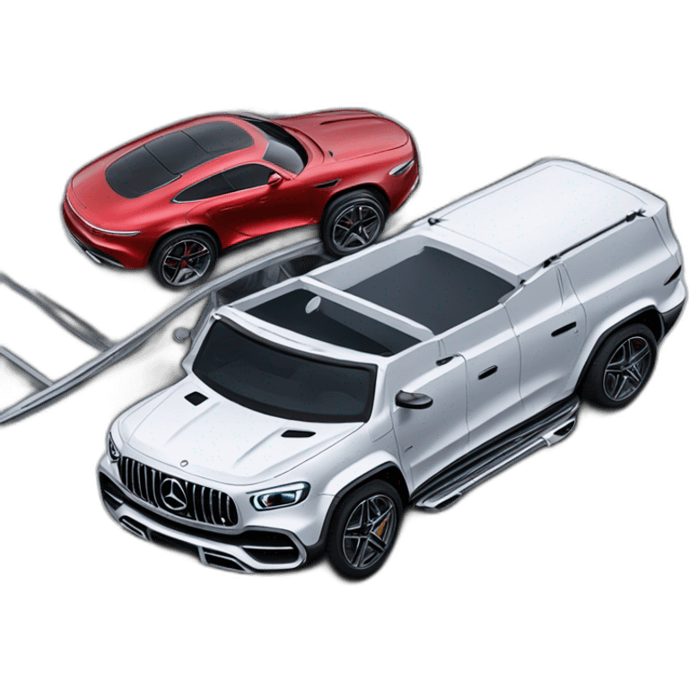 Mercedes-Benz G-Class towing Bugatti Chiron on a trailer emoji