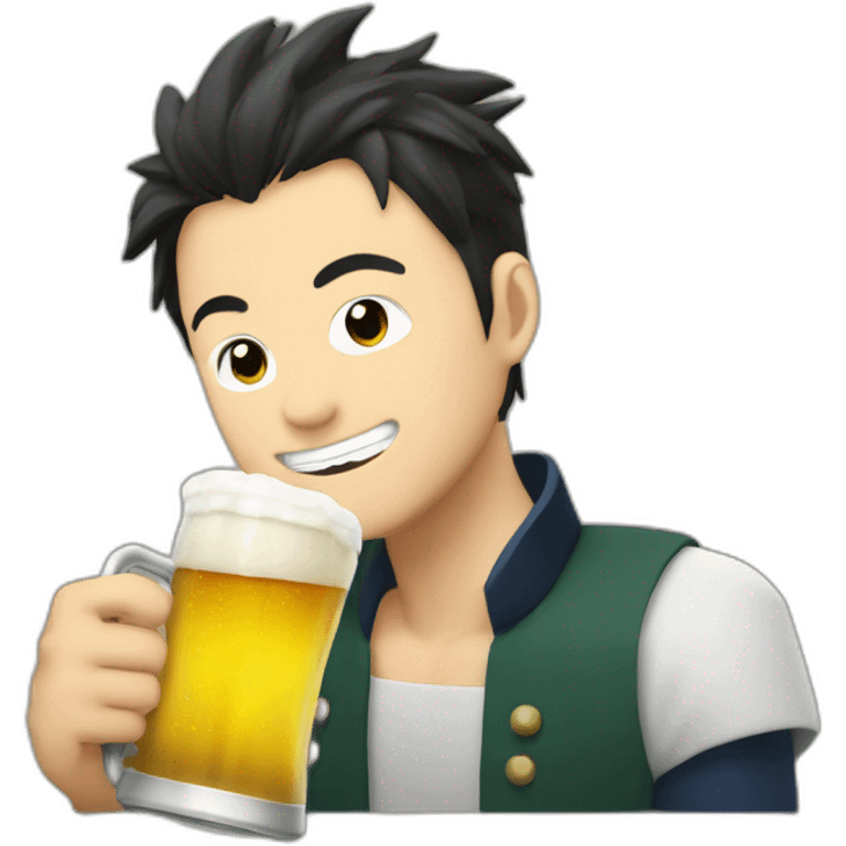 Satoru Gojo drinking a beer emoji