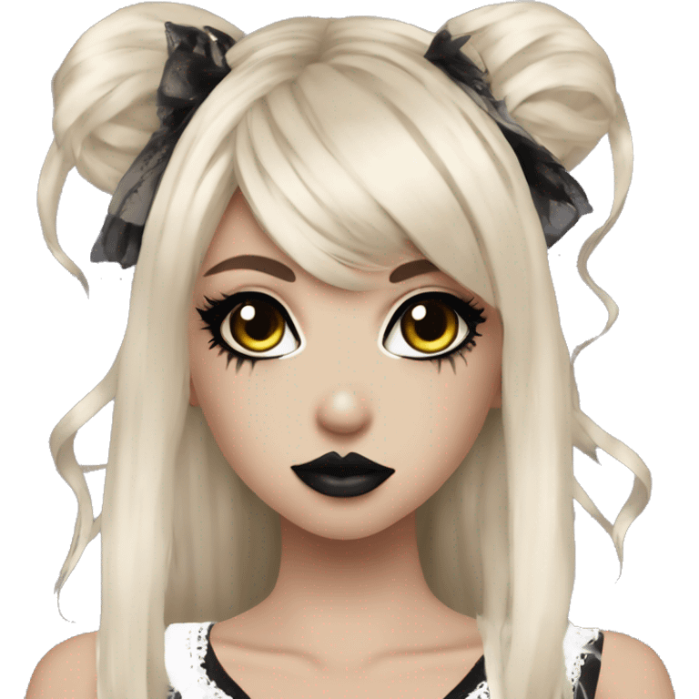 hime gyaru girl, goth, punk clothes, dark makeup emoji