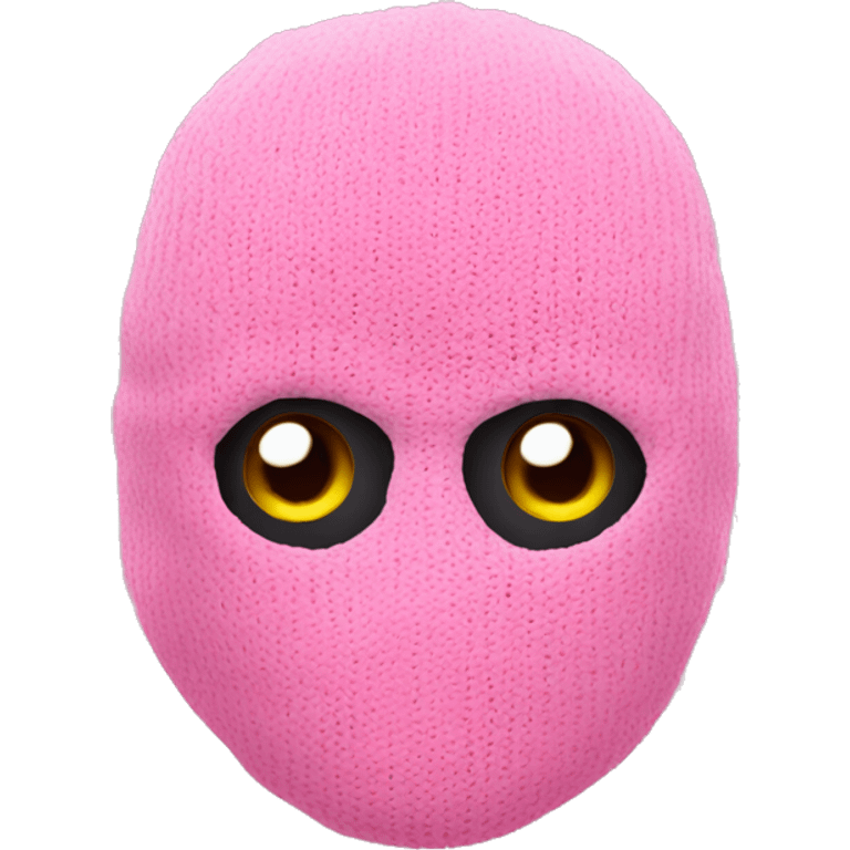 Pink ski mask with emoji eyes emoji