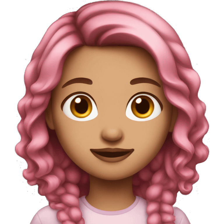 Girl with brown hair and pink highlights emoji