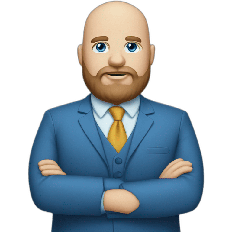 blue-eyed overweight bald man with a long beard in a blue suit emoji