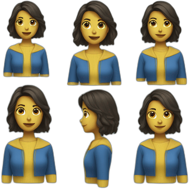 Girl in blue and yellow sweater emoji