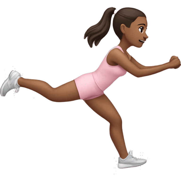 brunette girl  in light pink clothes exercising emoji