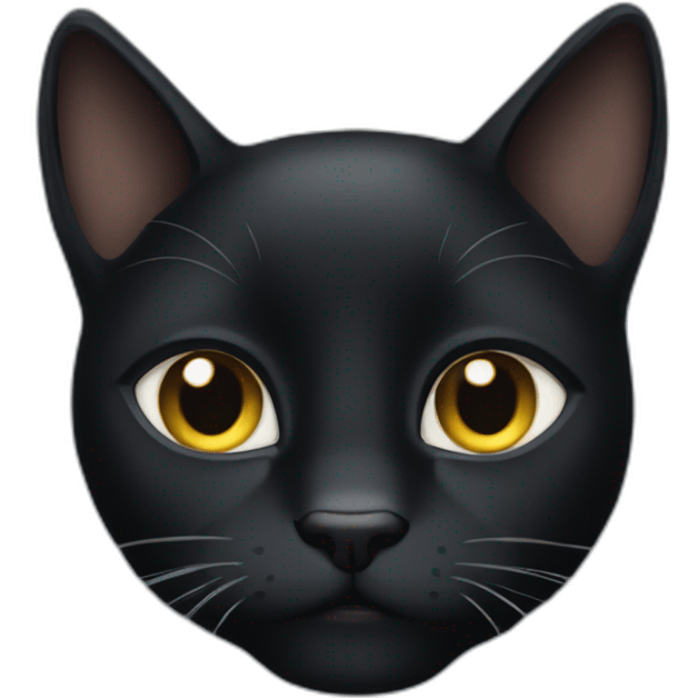 Big black cat with yeux blessé emoji