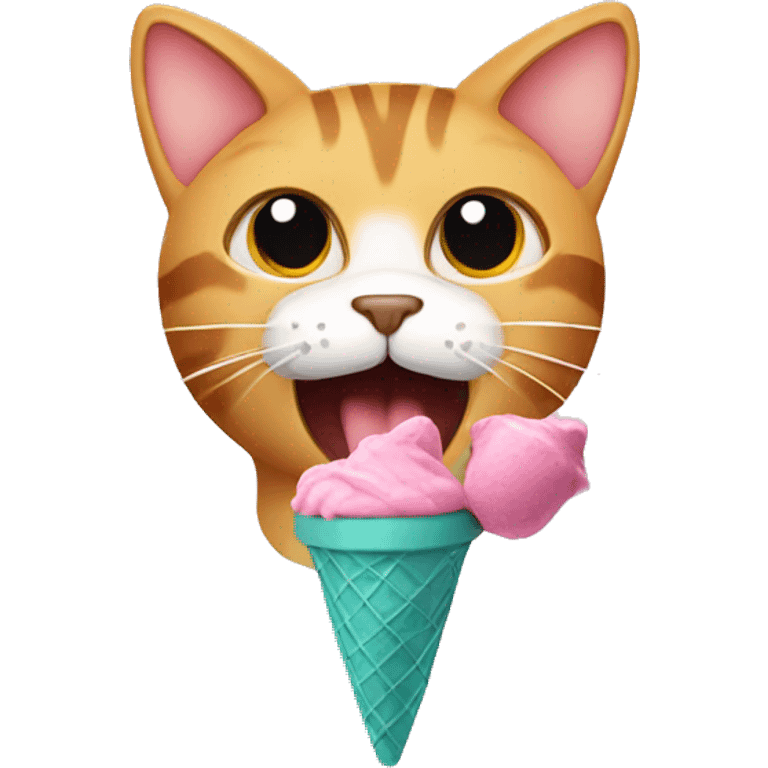 Cat eating ice cream emoji