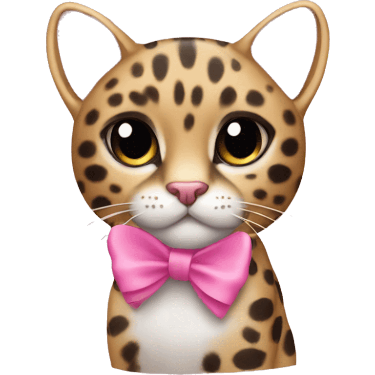 Leopard cat with pink bow emoji