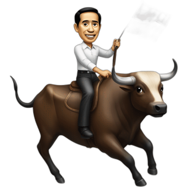 Jokowi rides bull with Indonesian flag emoji