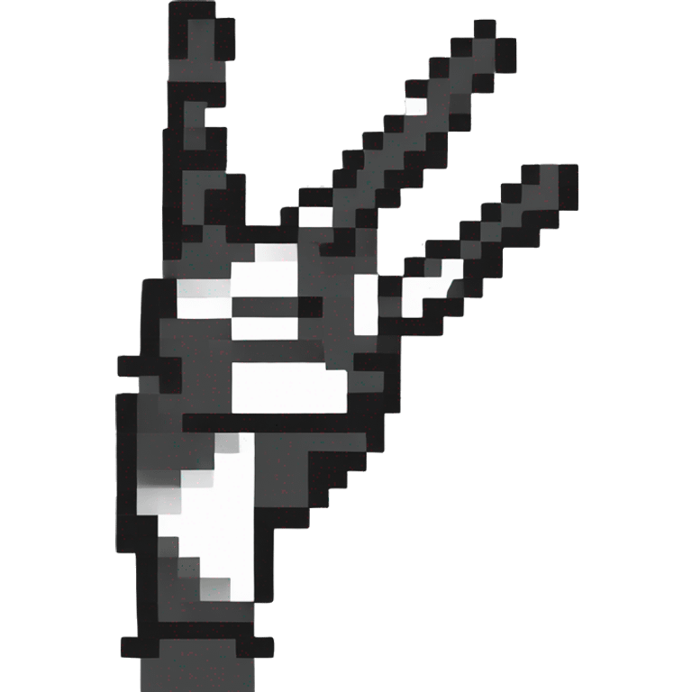 pixelart black and white waving hand emoji