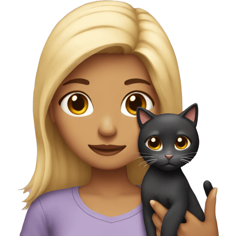 A girl with a cat emoji