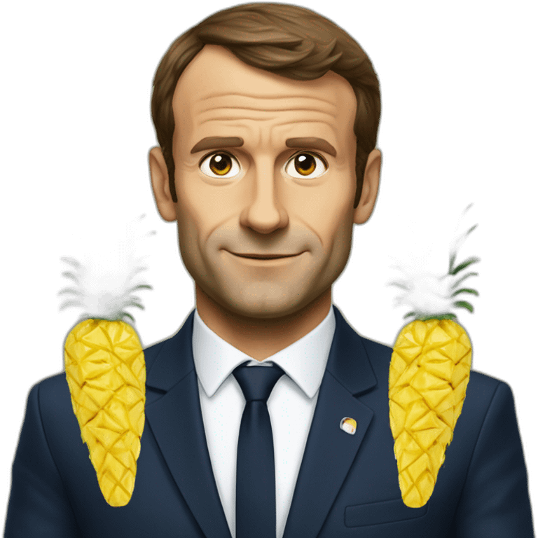 Macron mange un ananas  emoji