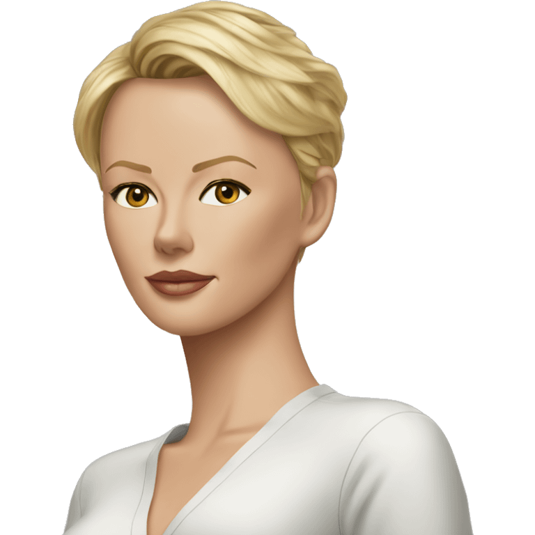 ultra realistic charlize theron wearing shirt emoji