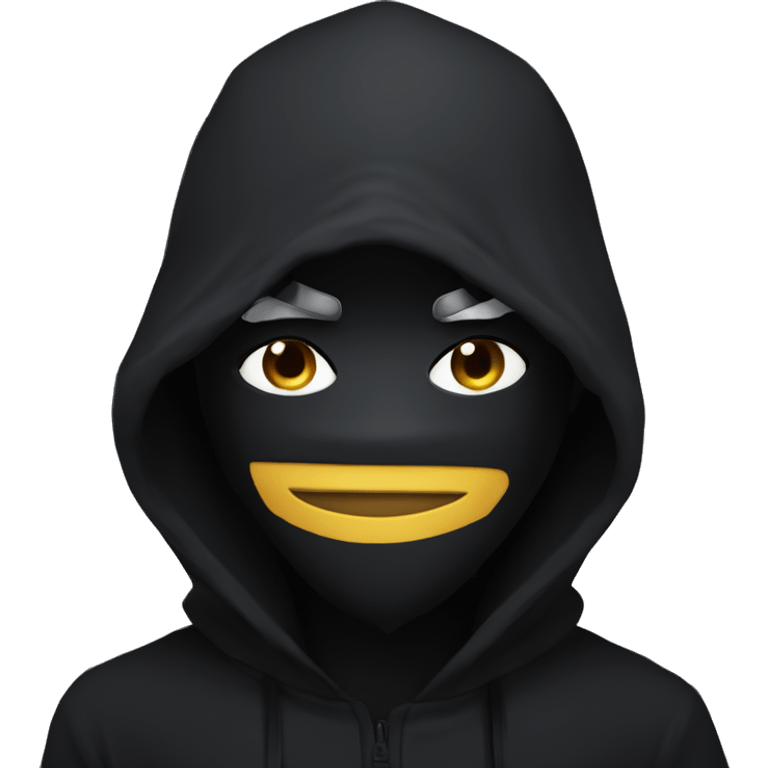 a shadow anime character with black  attire and a cool mask and hood emoji