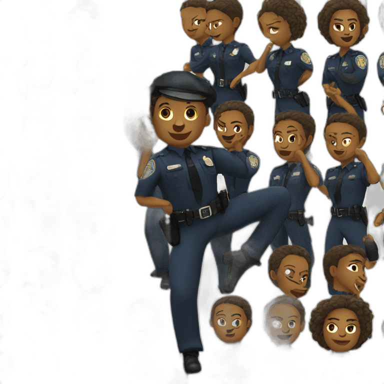 black police officer with tied hair dancing emoji