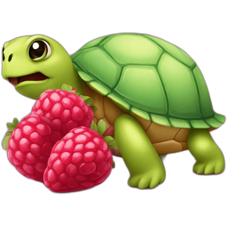 Pink turtle eating raspberry emoji