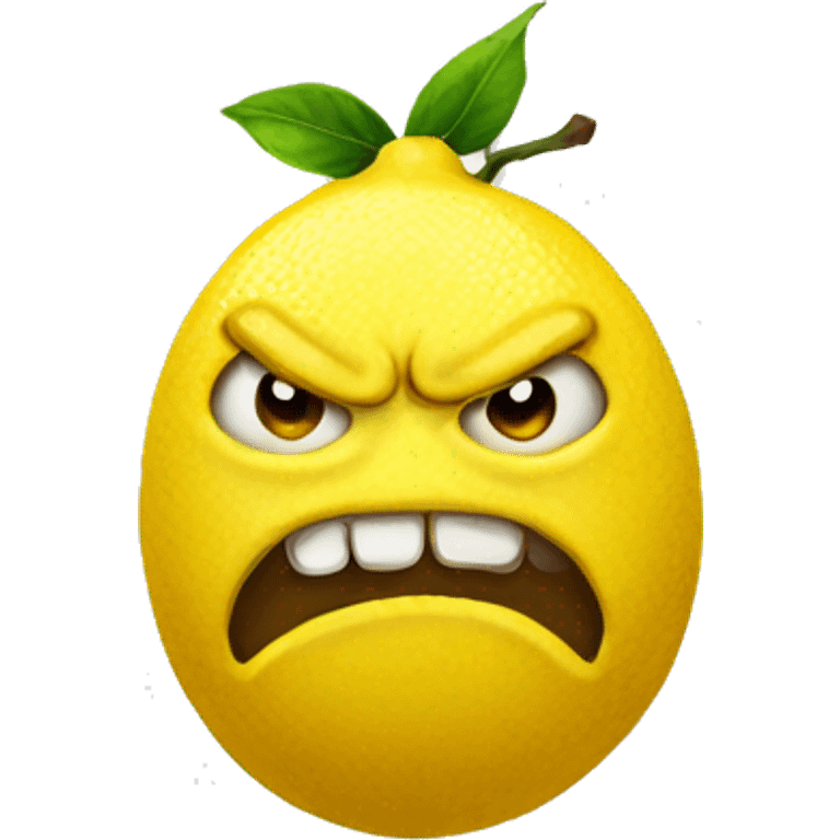 lemon with angry face emoji