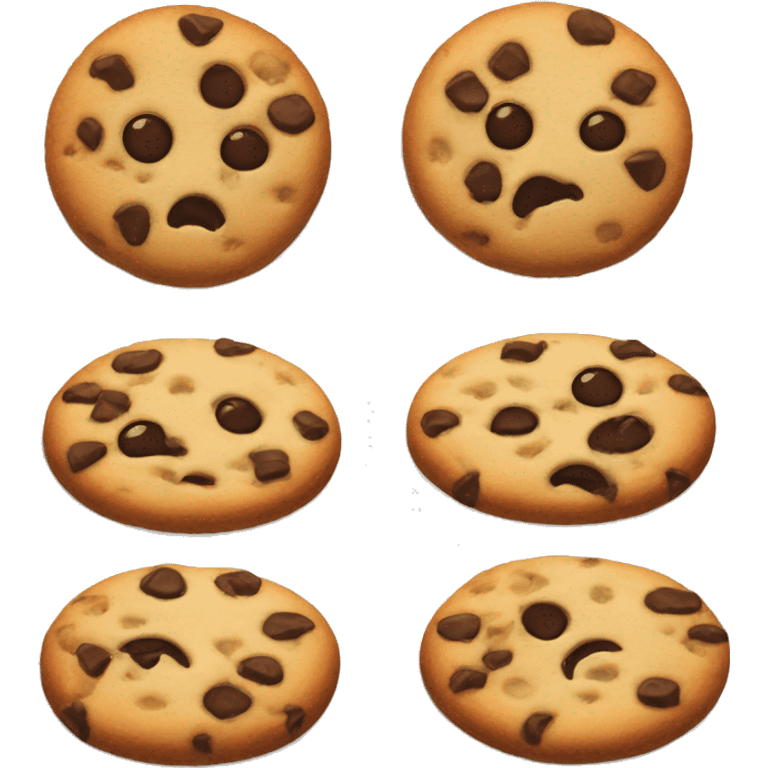 Chocolate chip cookie with sad face  emoji