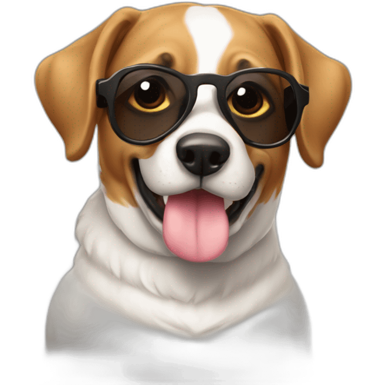 Perro San Bernardo con barril en el cuello y gafas de sol emoji