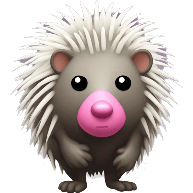 Brazilian porcupine with a big pink nose, and white pricks all over its face and body  emoji