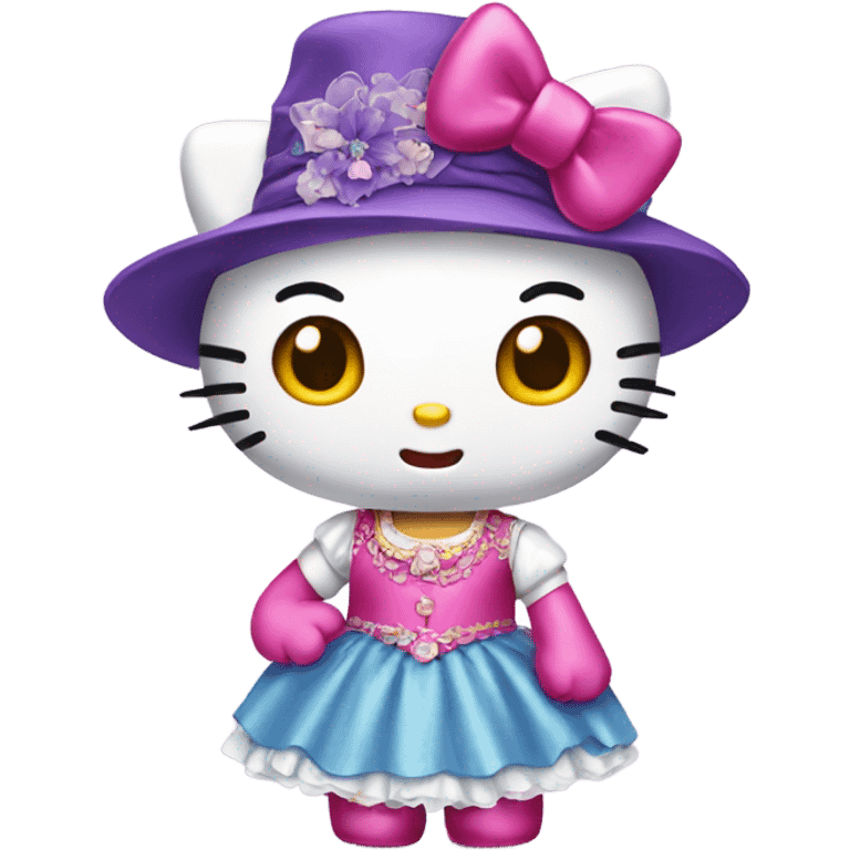 Hello kitty with a fancy dress emoji