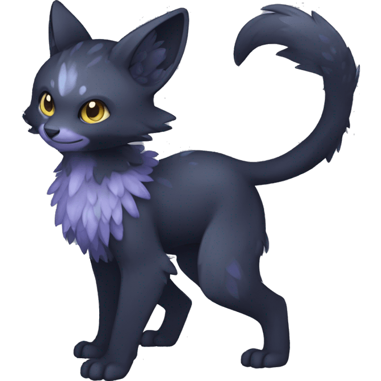 Cute cool shiny fantasy dark-shadow-themed animal hybrid Fakemon full body emoji