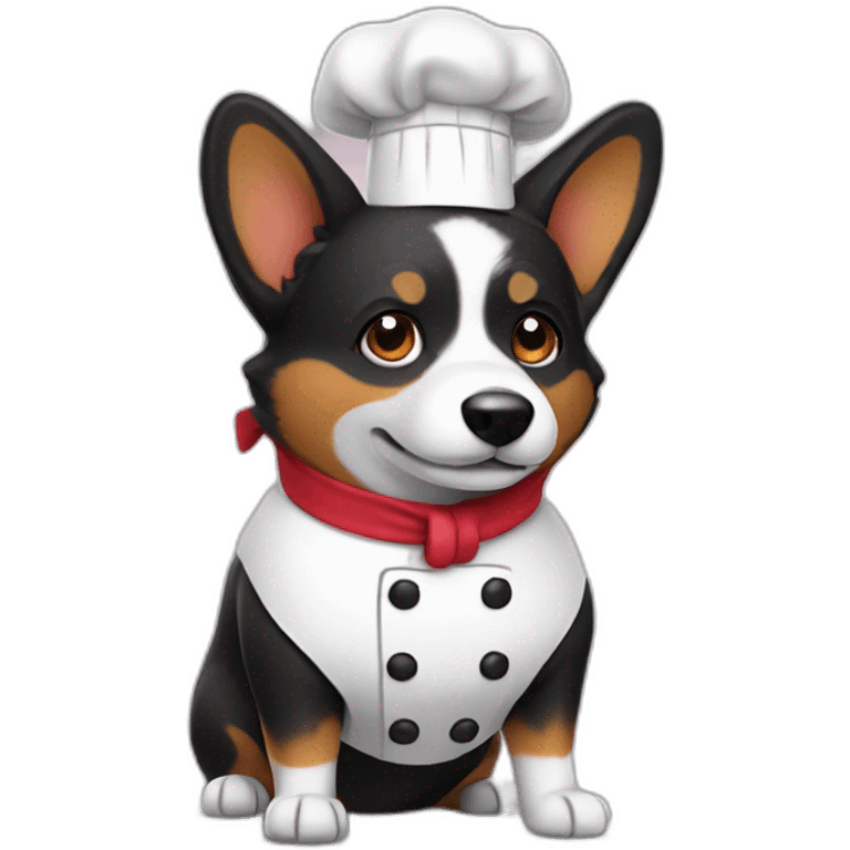 Black corgi chef emoji