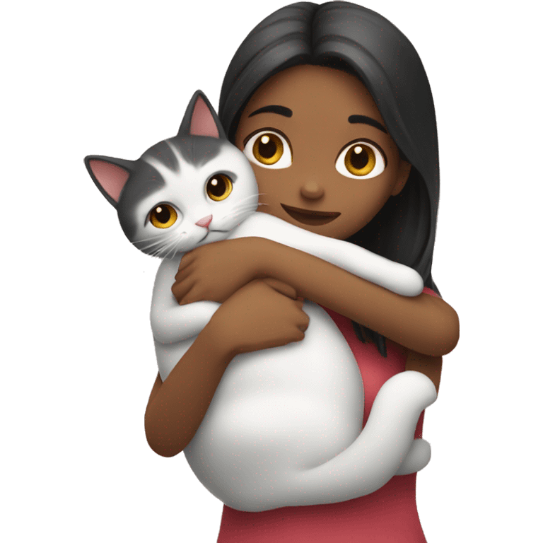 Girl hug cat emoji